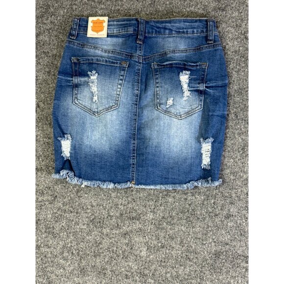 Wax Jean womens size Small Blue Denim Distressed Skirt - Picture 10 of 13